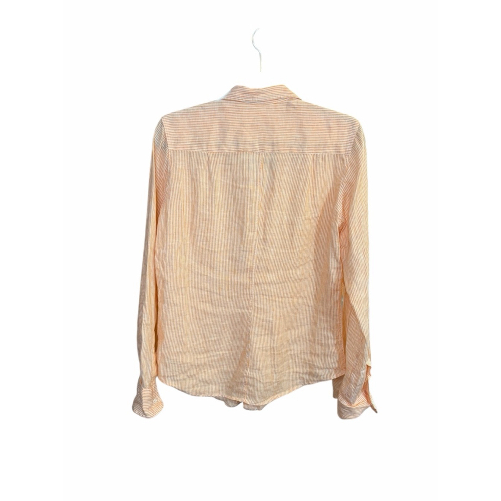 Frank & Eileen “Barry” Linen Button Down Shirt Small Orange Cream Stripe - Picture 3 of 7